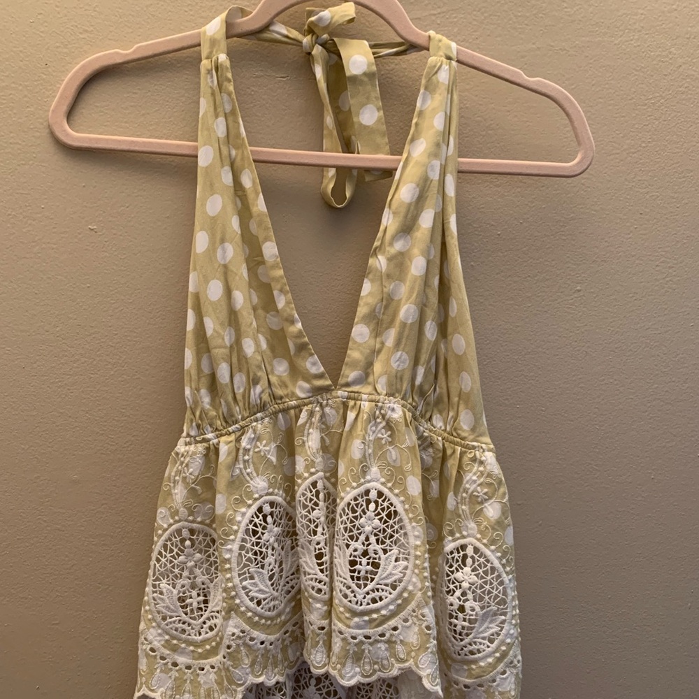 Free People Halter Top Lace Detail